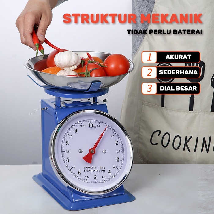 Timbangan Buah 15kg 20kg Besi Stainless Jarum Analog Manual Duduk