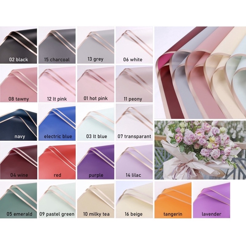 

[5lembar] KERTAS FLOWER WRAPPING CELLOPHANE ECER KERTAS BUKET BUNGA HAND BOUQUET Frame Gold