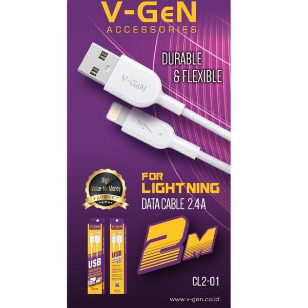 BIG DISKON G853 Kabel Data V-GEN for Lightning 2 Meter CL2-01 Fast Charging VGEN 2M キ