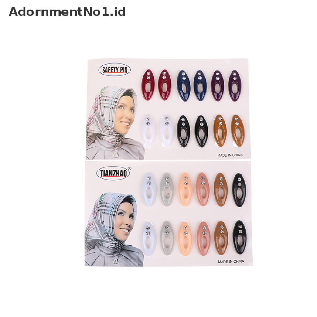 [AdornmentNo1] 12pcs Peniti Jilbab Peniti Klip Aksesoris Pakaian Rambut Wanita Bros [ID]