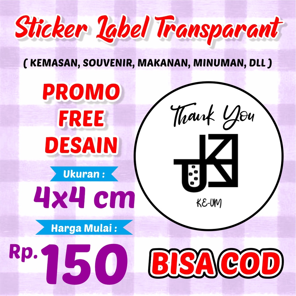 

[4 cm] STIKER LABEL TRANSPARANT BENING/ STIKER MINUMAN / STIKER MAKANAN / STIKER KEMASAN TERMURAH