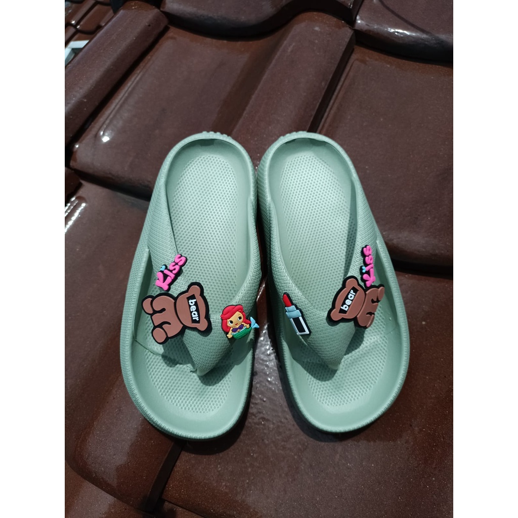 Sandal jepit wanita jibbitz lucu empuk dan ringan 807 (36-40) sandal wanita murah