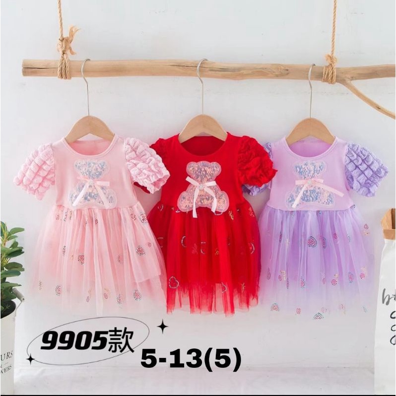 [0-5th] DRESS TUTU ANAK GAUN PESTA DRESS TILE ANAK IMUT MOTIF BONEKA BEAR USAP SEQUIN DRESS TUTU ANAK IMPORT PREMIUM MEWAH ORIGINAL