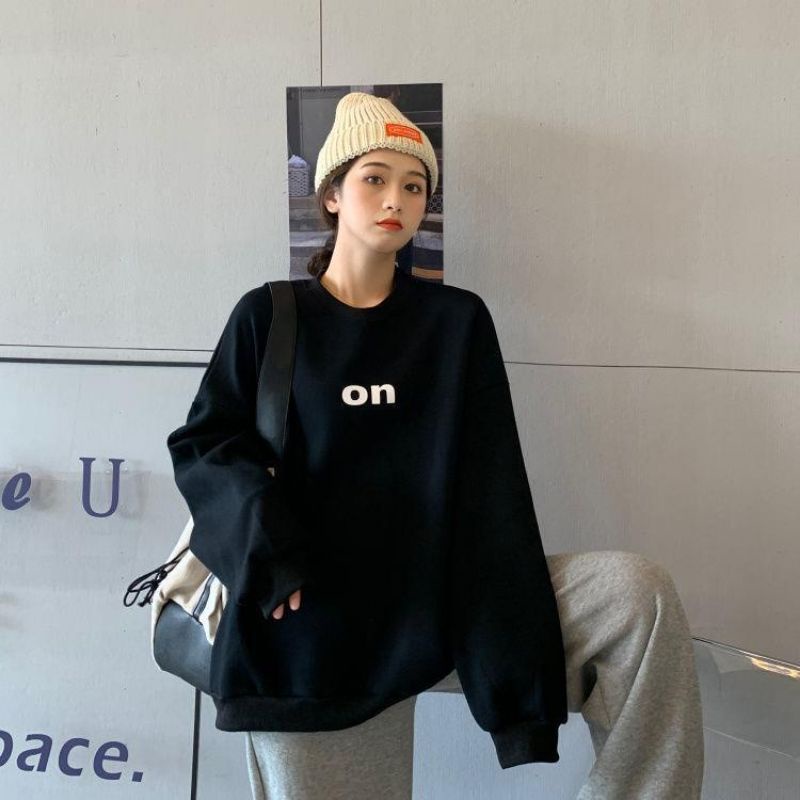 Sweater BIG SIZE ON OFF SIMPLE (S - 6XL) Crewneck Oversized Ulzzang Sweatshirts Korean Fashion Wanita Pria Oversize Harajuku Oblong S M L XL 2XL 3XL 4XL 5XL 6XL mocca beige krem coklat khaki Putih