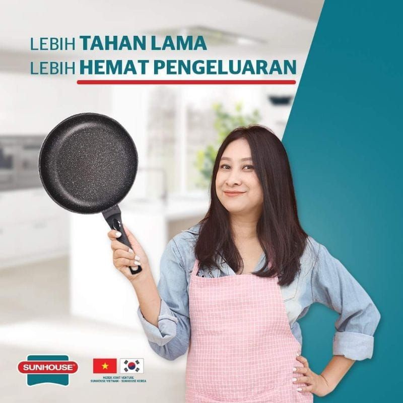 Sunhouse SBD24 Marble Frypan Penggorengan Anti Lengket Hitam 24 cm