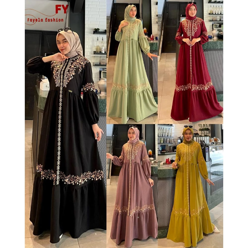 [ Nitaranz ] Fayola Dress Original Fayola Fashion Crinkle Embody Bordir / Maxi Dress Fashion Muslima