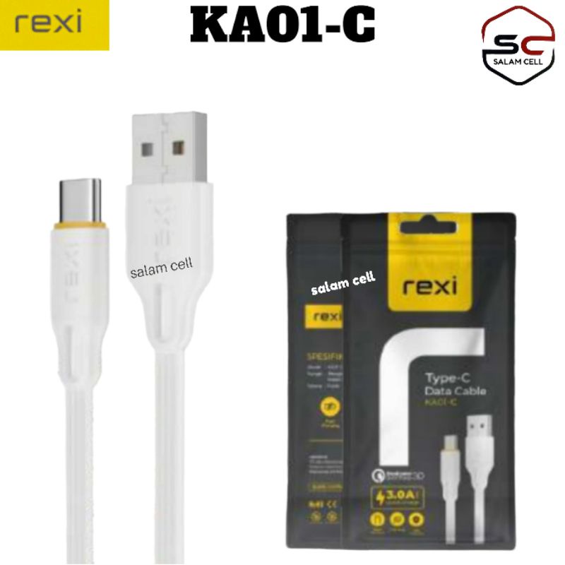 Kabel Data Type-C Rexi KA01C Quick Charger 2.4A Original Garansi Resmi