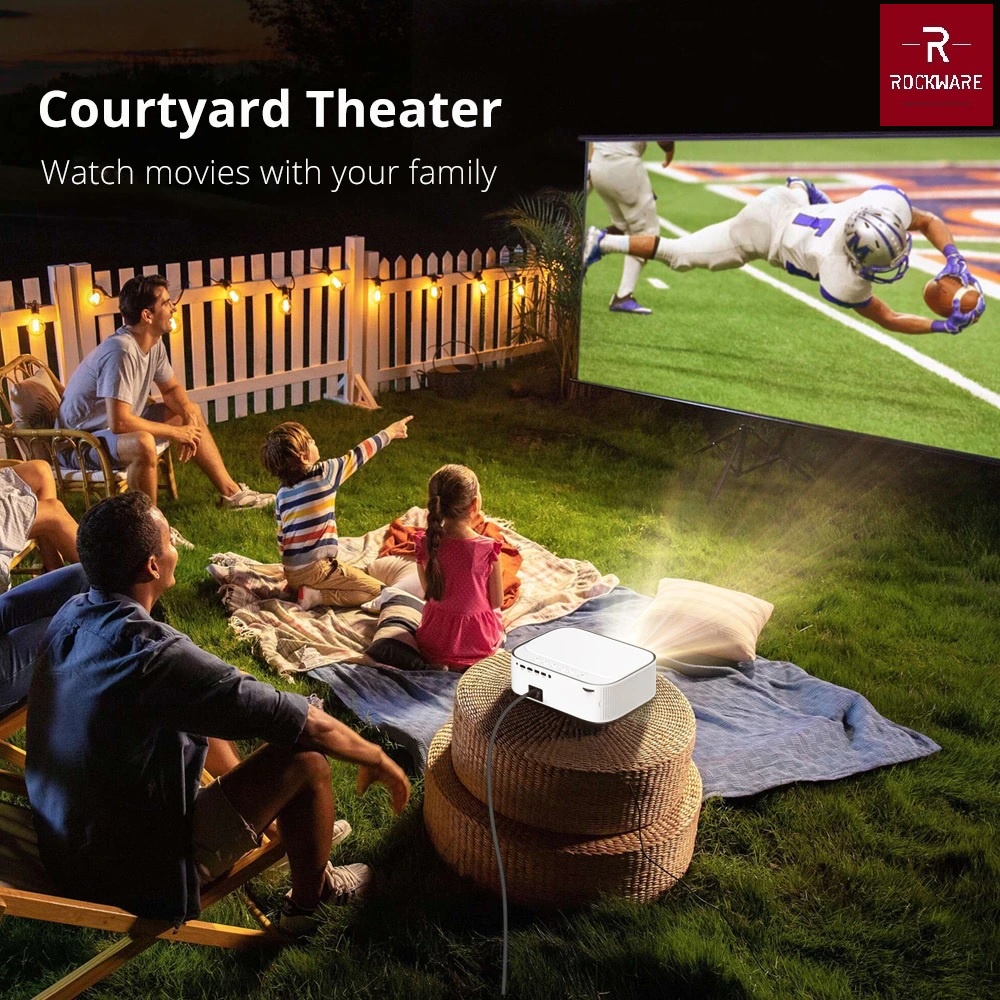 AKN88 - ROCKWARE YG551S 1080P LED Projector WiFi 450 ANSI Lumens Alt Cheerlux