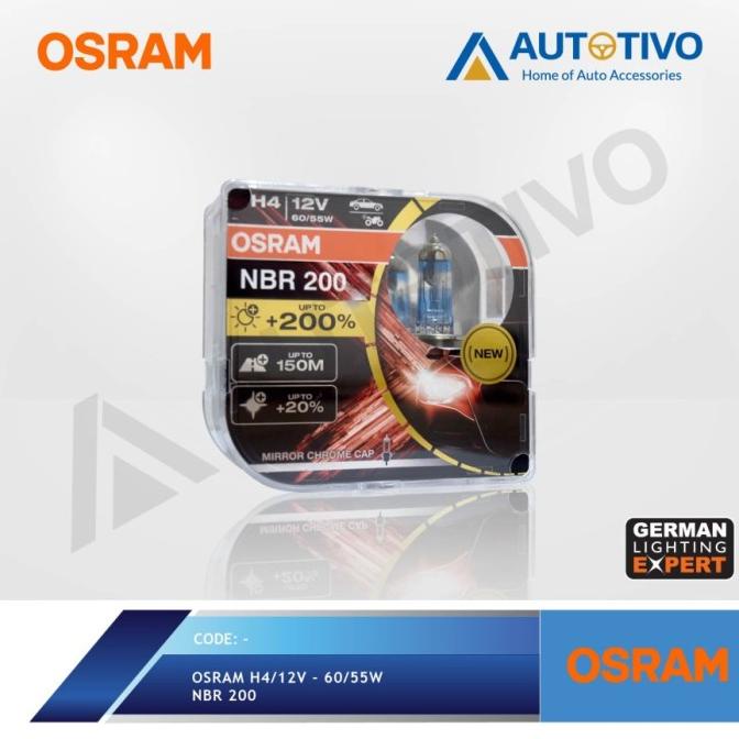 OSRAM Lampu Mobil Halogen NBR H4 +200 Laser Next Generation