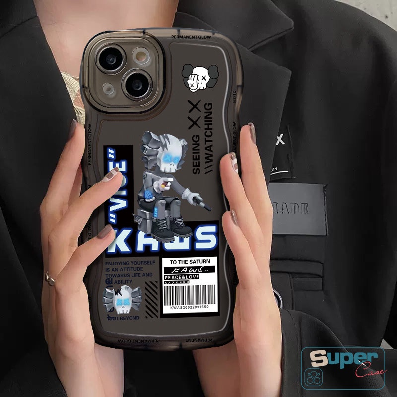 Wavy Edge Case Oppo A16 A57 A17 A12 A15 A54 A95 A96 A5s A78 A16s A17K A55 A76 A77 A3s A5 A9 A74 A7 A16K A1k A77s A53 A52 A92 Reno8 8T 5F 7Z 6kartun Beruang Kekerasan Kaws Sarung Soft Cover