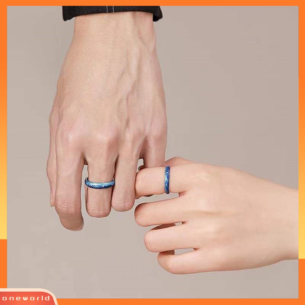 [WONE] Cincin Pasangan Pola Unik Anti Karat Tembaga Bintang Langit Bertema Open Band Engagement Ring Decor Hadiah Ulang Tahun