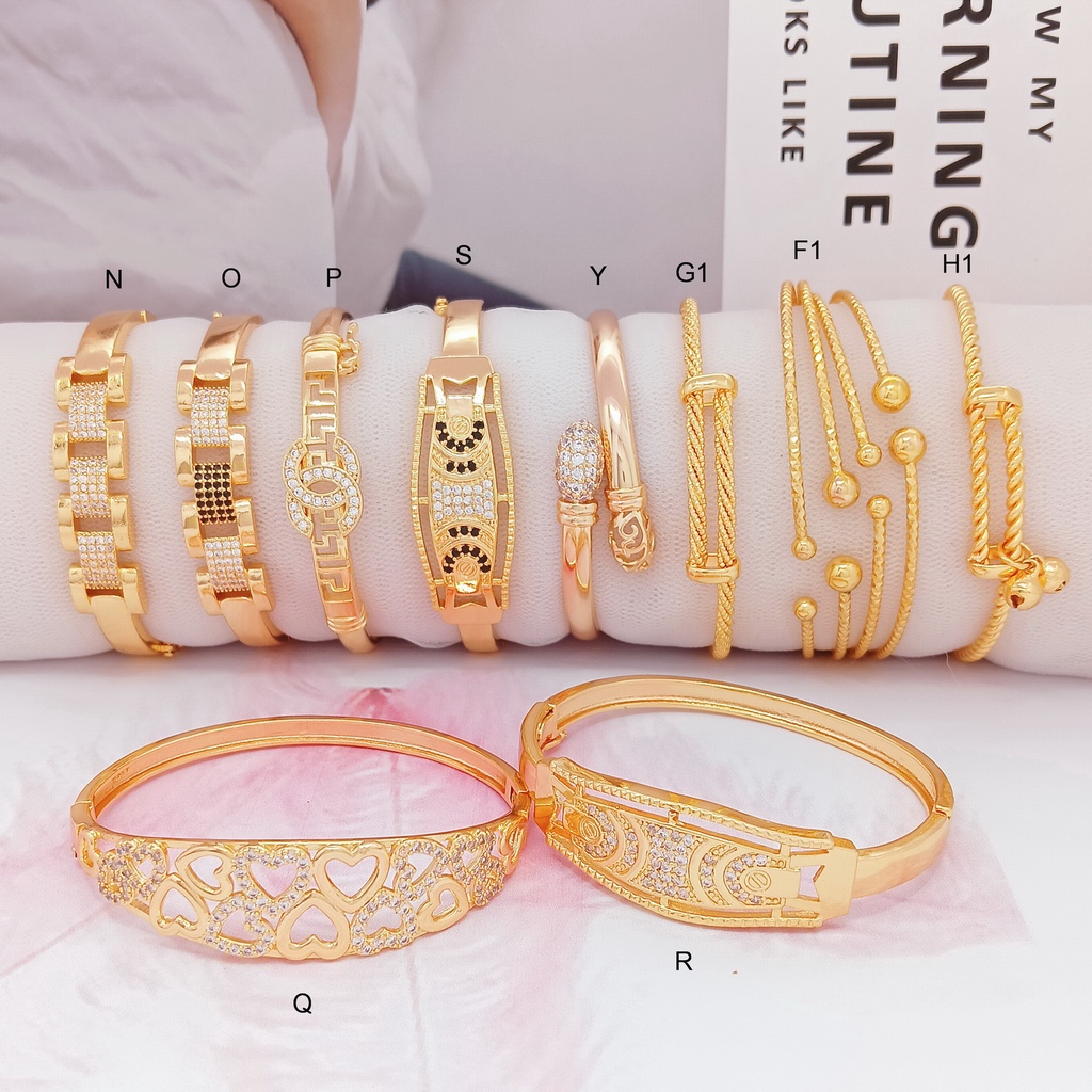 Gelang Bangle Wanita Bola Boba Fleksibel Tangan Kecil Sampai Jumbo Kaku Model Bukaan Xuping Pesta - BB048