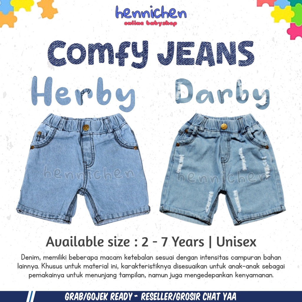 HERBY / DARBY COMFY JEANS CELANA PENDEK JEANS ANAK LAKI-LAKI 2-7 TAHUN OVIKIDS