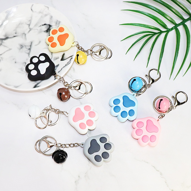 Set Gantungan Kunci Mobil Motor KeyChain Liontin Tas motif Telapak Kaki Kucing 3D Hadiah Pasangan