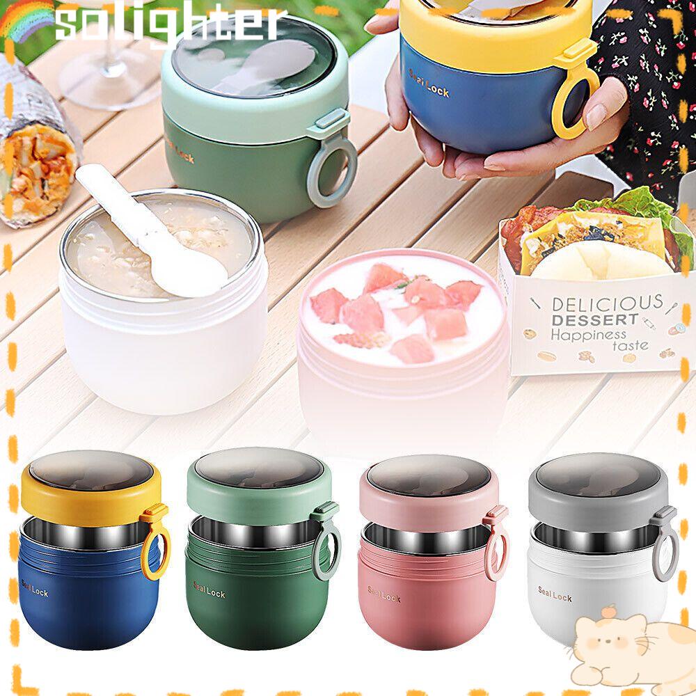 Solighter 600ML Lunch Box Stainless Steel Cangkir Sup Vacuum Cup Insulated Jar