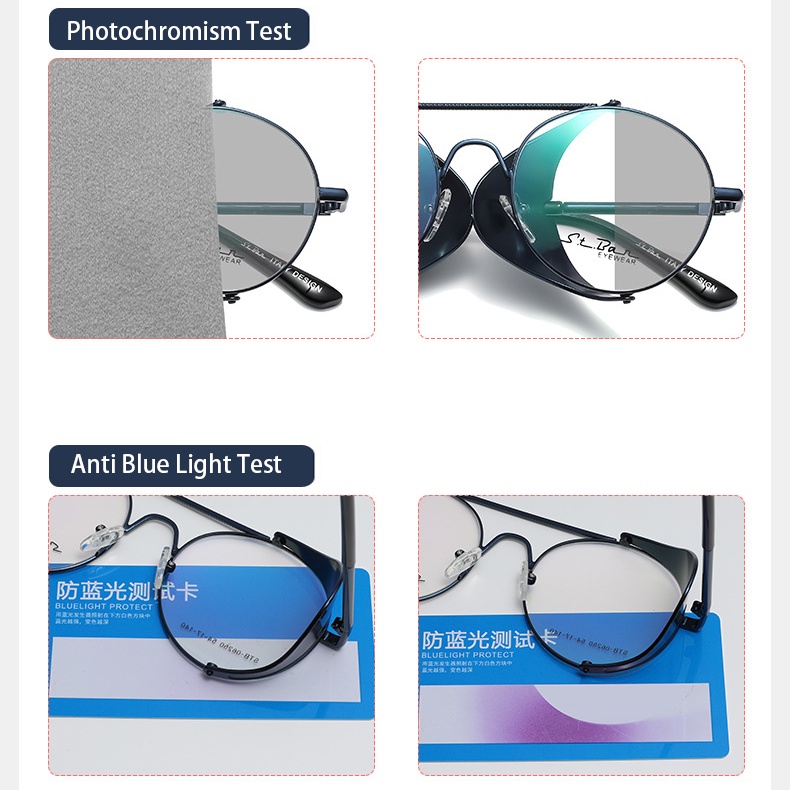 Kacamata Photochromic Anti Radiasi Bulat Untuk Pria Frame Metal