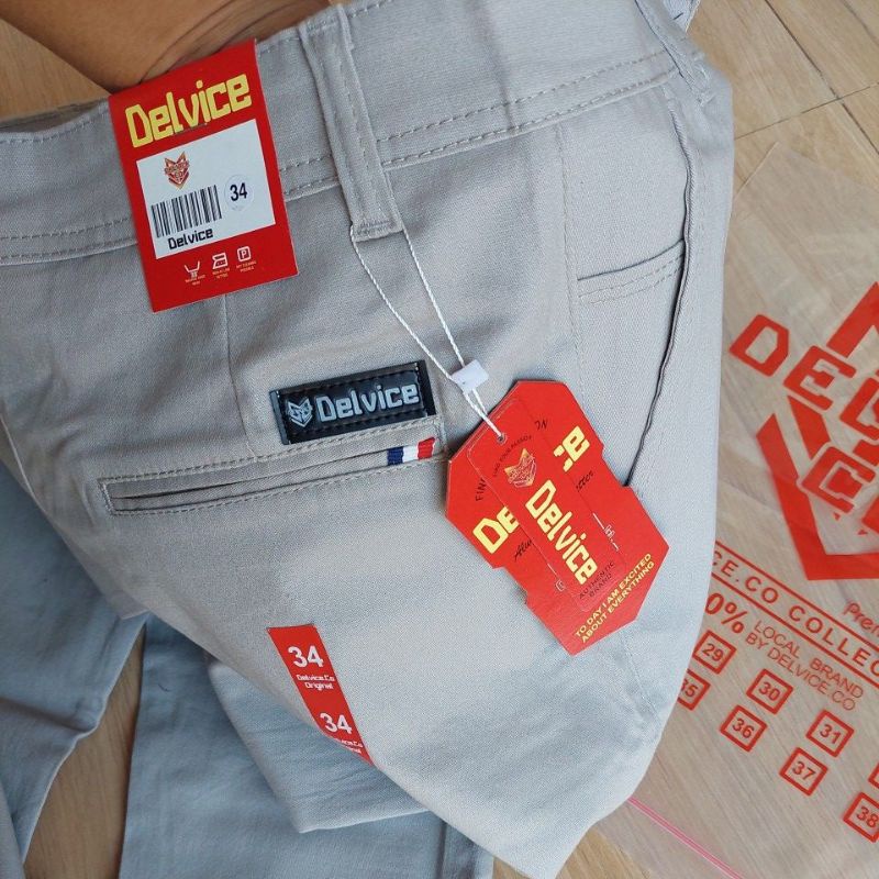 CELANA PRIA CHINO Slim Fit Panjang Pria Kerja Kantor Santai Liburan Cowok Original Delvice Denim Strice Selvedge Distro Hijau army Navy