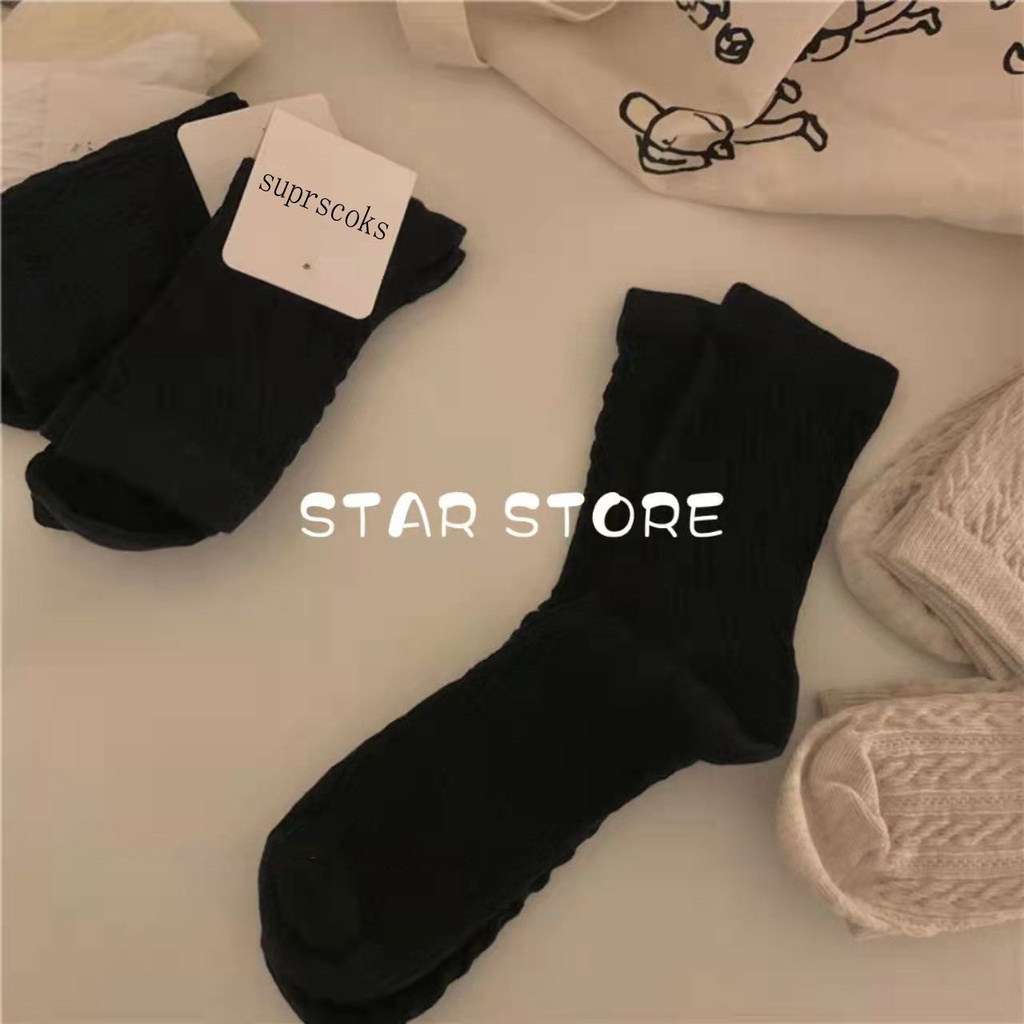 Versi Korea dari kaus kaki wanita musim dingin kaus kaki putih tipis bernapas wanita ins pasang sera