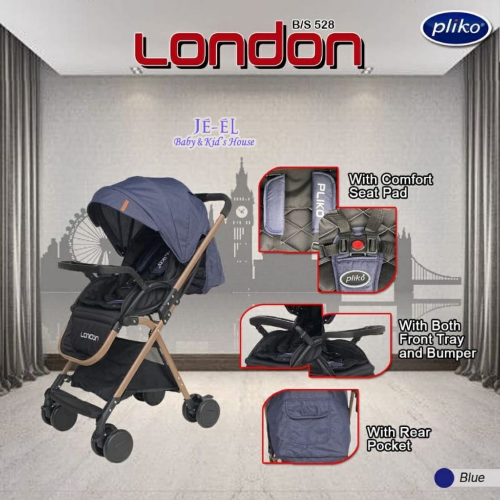 Pliko Stroller London Gold Frame  BS 528 / Kereta Dorong Bayi