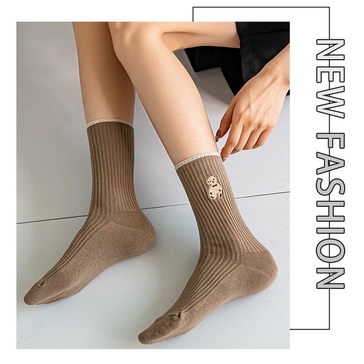 ⭐️𝐈𝐇𝐒 𝟔𝟐𝟔 𝐋𝐚𝐦𝐩𝐮𝐧𝐠⭐️Kaos Kaki Pria Wanita Panjang Setinggi Betis Motif Beruang Cute Bear New Fashion Korean Style Socks