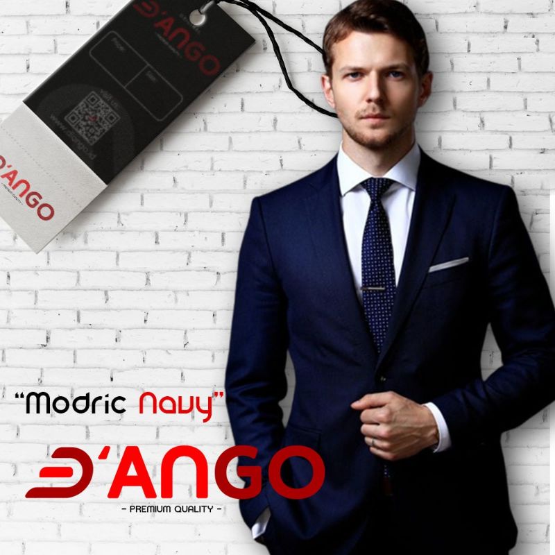 Blazer Slimfit Modric Blue Navy.  blazer pria slimfit murah biru list putih disaku