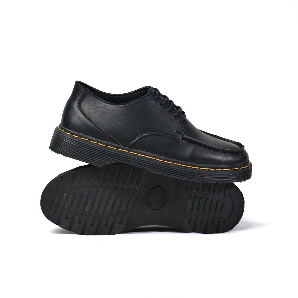 PRIME BLACK - Sepatu Pantofel Pria Low Boots Docmart Dokmart Casual Kulit Kerja Kuliah Dokmar