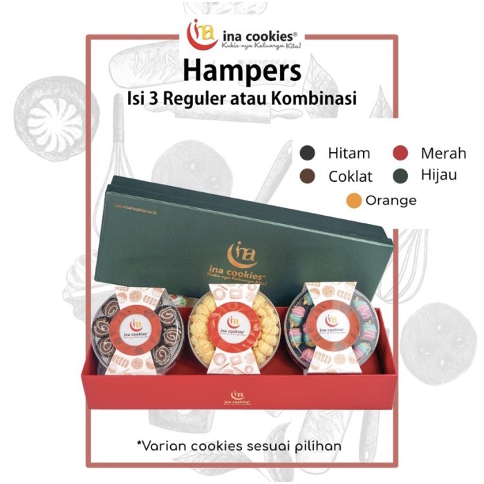 

Terlaris ✨ - Packaging Kotak Box Hampers Ina Cookies REGULER Isi 3 (Tanpa Kue) 2.1.23