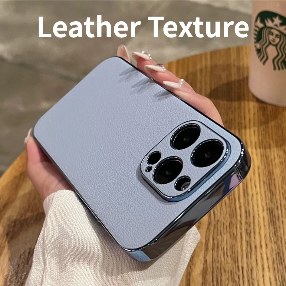 Casing Ponsel Kulit Frame Plating Mewah Untuk Iphone14 13 12 11 Pro Max14 Plus Electroplate Shockproof Cover Casing iPhone