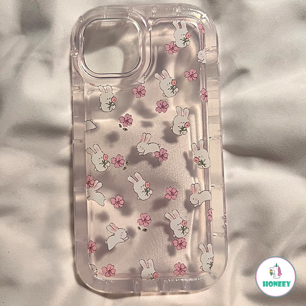 IPHONE Korea Bunga Kelinci Hewan Airbag Air Cushion Puff Phone Case Kompatibel Untuk Iphone14 13 12 11 Pro Max Shockproof Lembut TPU Back Phone Cover