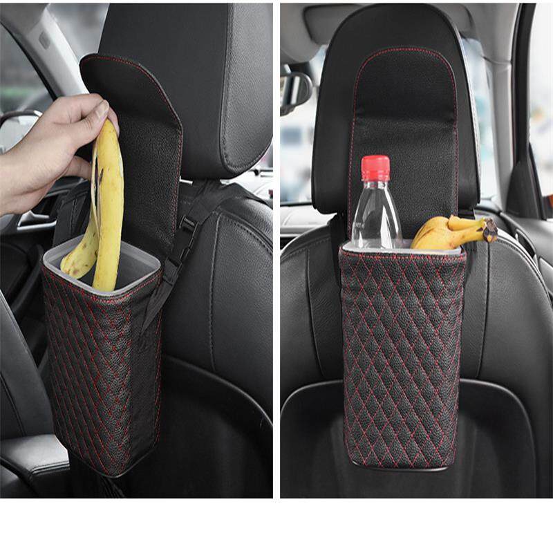 Cocok Untuk MG Tempat Sampah Gantung Mobil Storage Bin Leather Square Waste Bin Interior Fitting