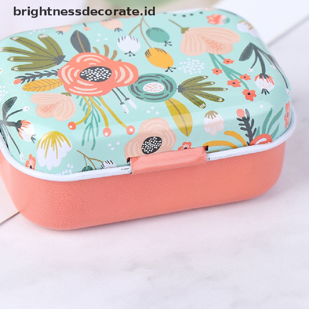 [Birth] Mini Flower Tin Trinket Coin Box Tempat Penyimpanan Perhiasan Tinplate Small Floral [ID]