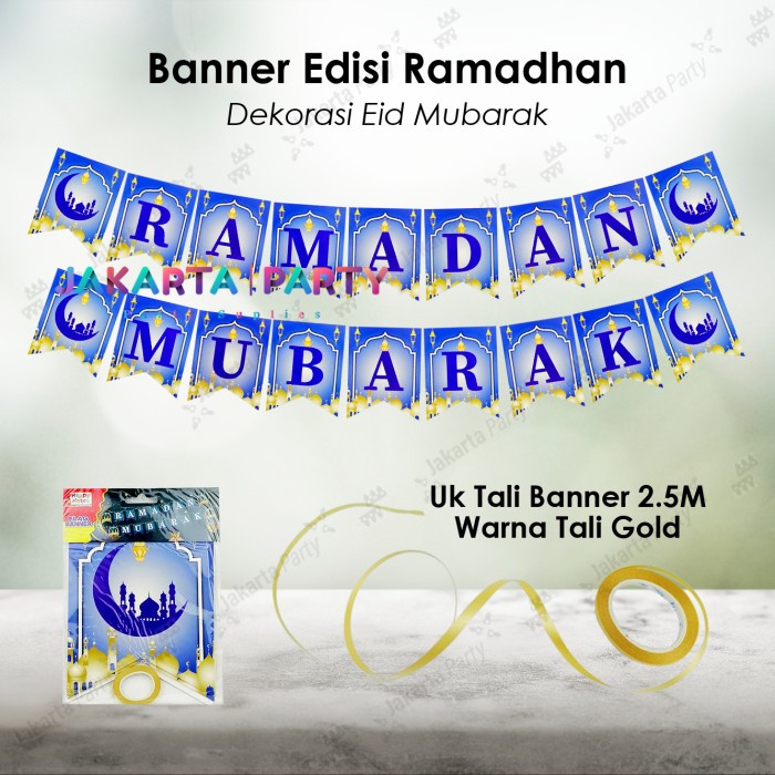 Bunting Flag Ramadhan Biru / Banner Ramadan Mubarak / Bunting Lebaran