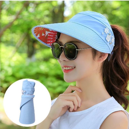 Topi Visor Lipat Wanita Casual Pelindung Sinar UV Anti UV Untuk Pantai/ Outdoor/ Import FAS 176