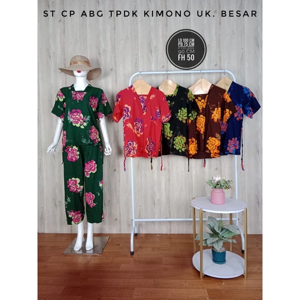 Setelan Batik CP ABG Tangan Pendek Kerah V Kimono