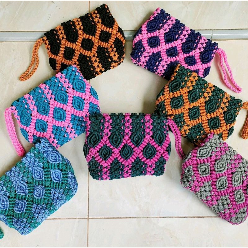 Dompet Rajut Motif Kerang Dompet Hp Handmade Ukuran Sedang