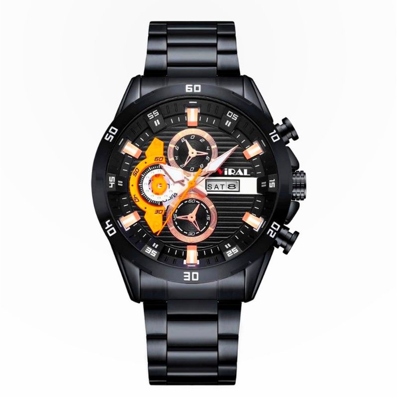 Jam Tangan Pria Import Viral 100% Original Tahan Beku Rantai Baja Anti Karat Berkualitas Free Box Dan Batrai  | Jam Tangan Kasual Pria Analog Tanggal Hari Aktif Full Stainless Steel | Jam Tangan Pria