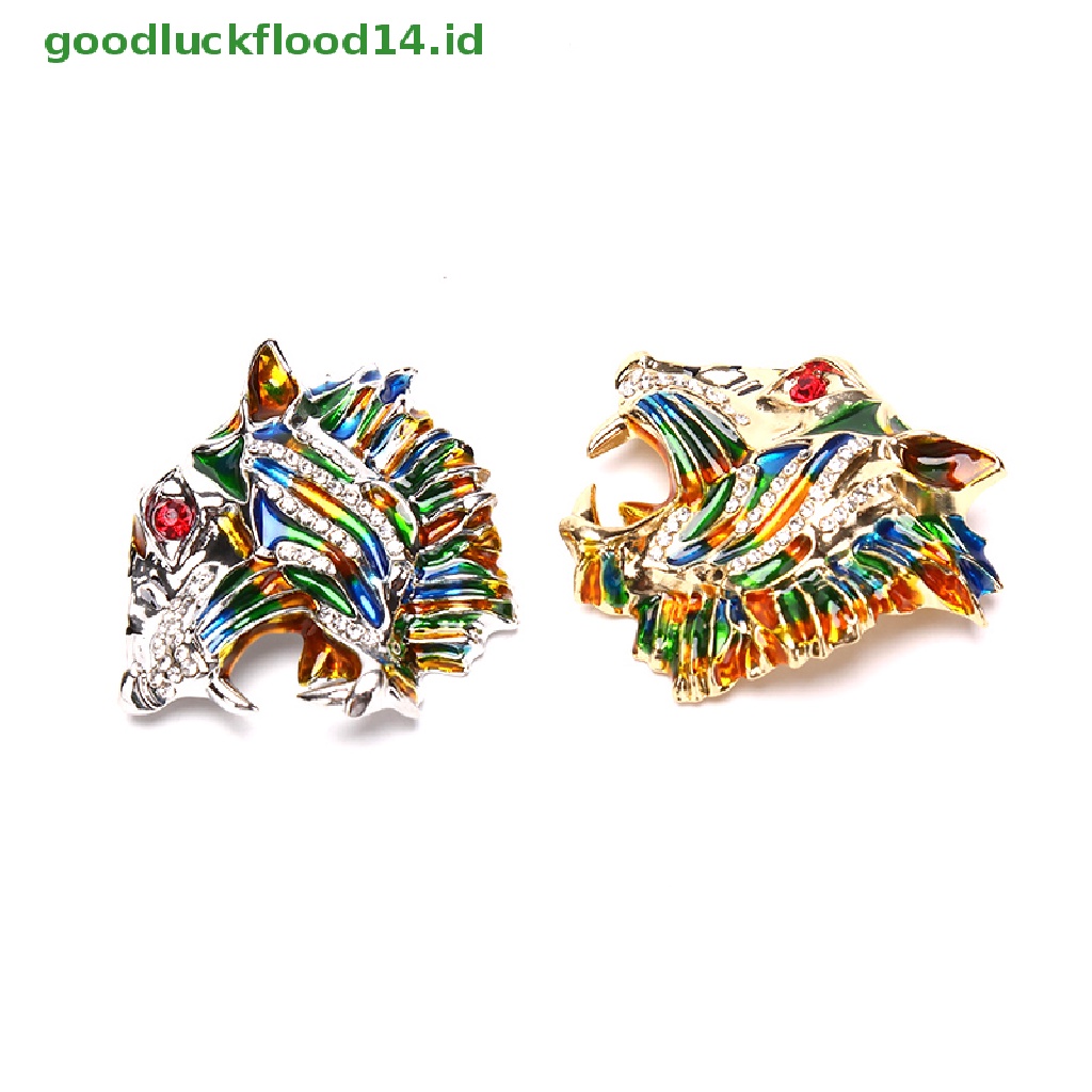 [GOOGFOUR] Vintage Enamel Warna-Warni Berlian Imitasi Kristal Kepala Harimau Bros Pin Perhiasan Hadiah [TOP]