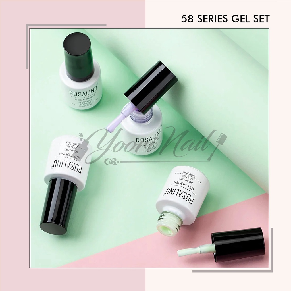 Rosalind gel polish set 58 warna top coat base coat nail gel rosalind paket gel polish kutek