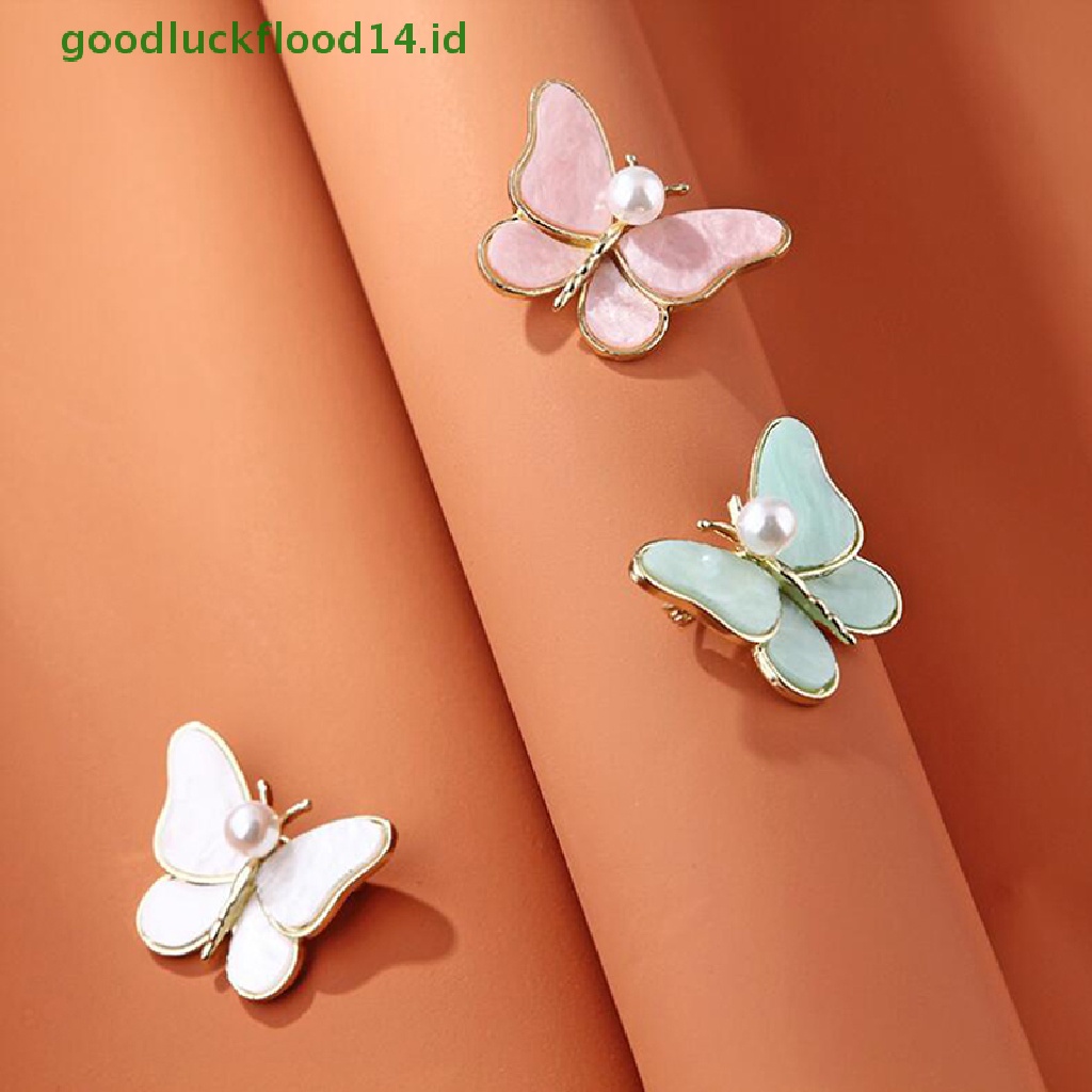 [GOOGFOUR] Fashion Shiny Pearl Butterfly Bros Serangga Pin Wanita Perjamuan Pernikahan Perhiasan [TOP]