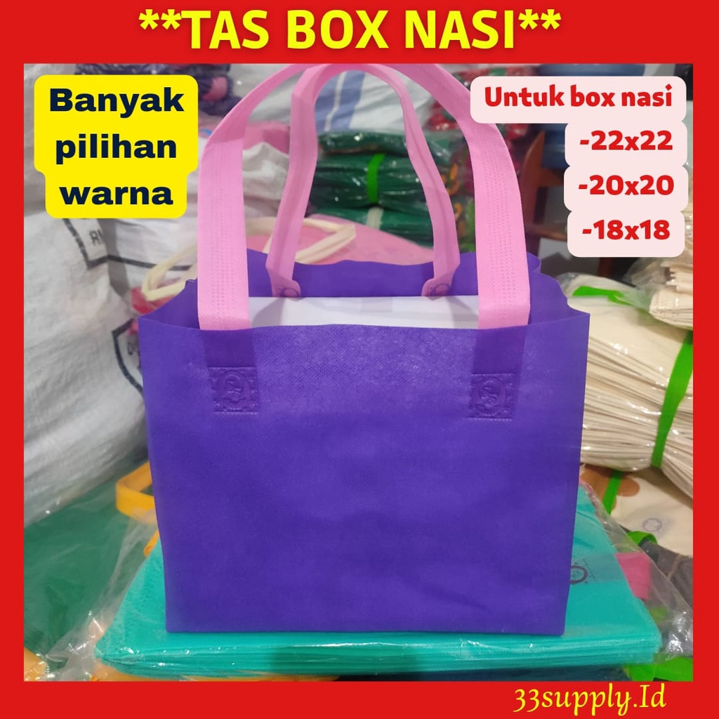

Tas Box nasi 22x22 / 20x20 / 18x18 (1lusin) / tas kotak nasi 22x22 / tas aqiqah / tas hajatan / tas syukuran / tas nasi bento / tas tumpeng mini / tas kue / tas mengenang