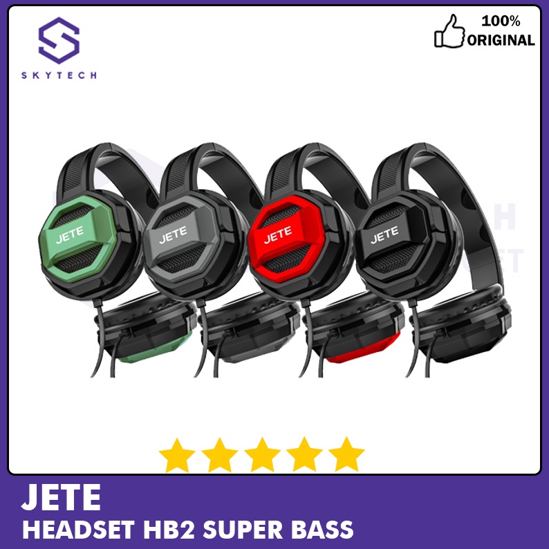 HEADSET/HEADPHONE KABEL JETE HB2 STEREO + MIC ORIGINAL GARANSI RESMI