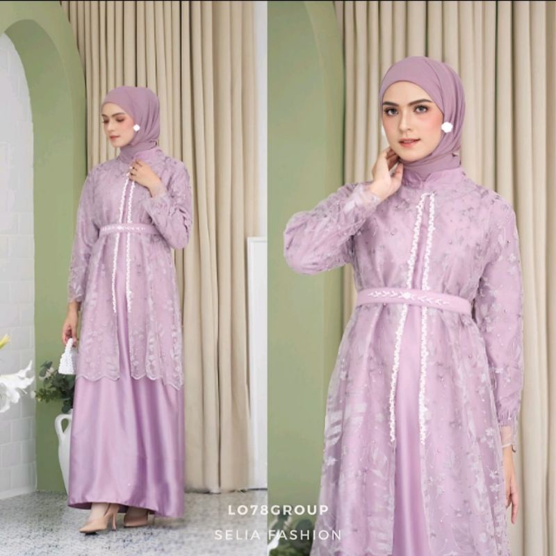 Sartika Dress Aulia 2 in 1 Brokat Premium Dress Brokat Kondangan Dress Tile Dress Kondangan Dress Kondangan Wedding Dress Gamis Brukat Gamis Brokat Jumbo Gamis Bridesmaid Warna Sage