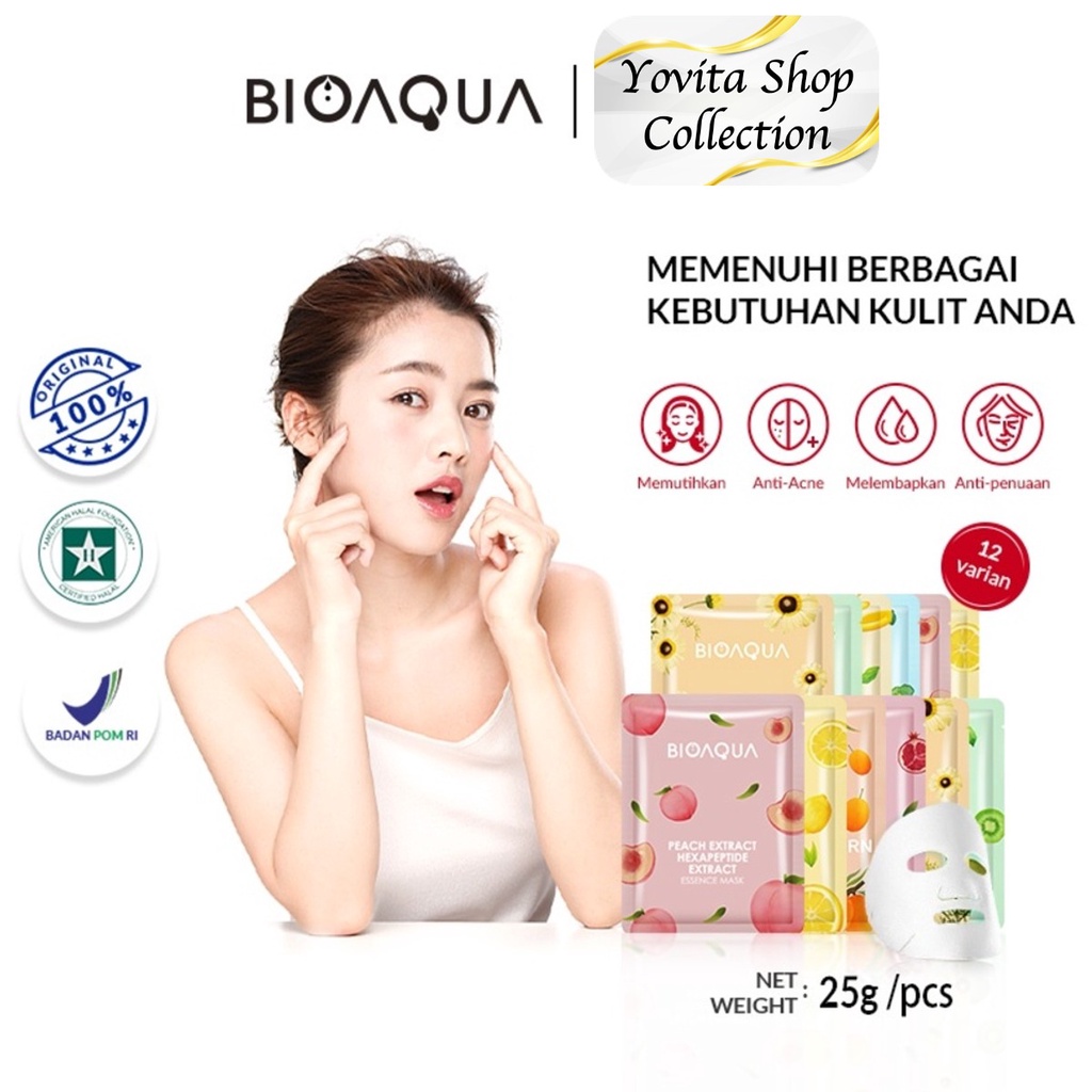 BIOAQUA Sheet Mask Chamomile Brightening Moisturizing Antioxidant &amp; Anti Aging Skin Care Masker Wajah Sachet 100% Original