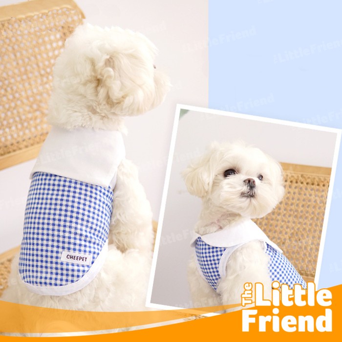 Baju Anjing Kucing Summer Plaid CHEEPET Berkerah Tipis Adem Dipakai