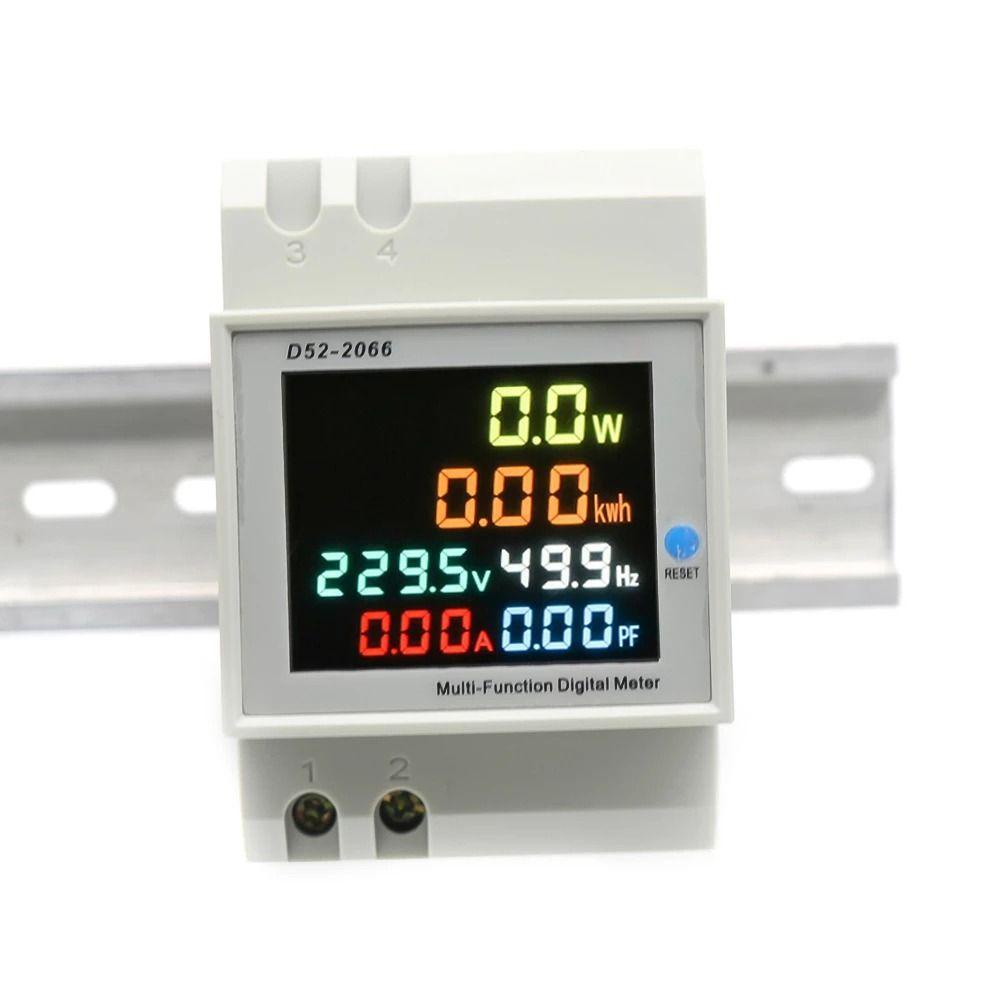 Solighter Din Rail Voltmeter Digital Multifungsi AC 220V 110V 380V 100A Power Meter Energi Listrik kWh Meter