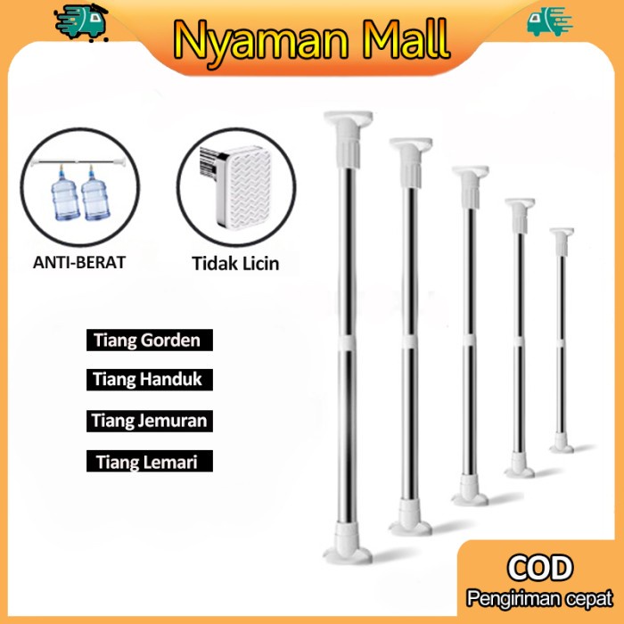 Jemuran Tiang Hordeng Fleksibel Tiang Jemuran Baju Gantungan Tiang Gorden