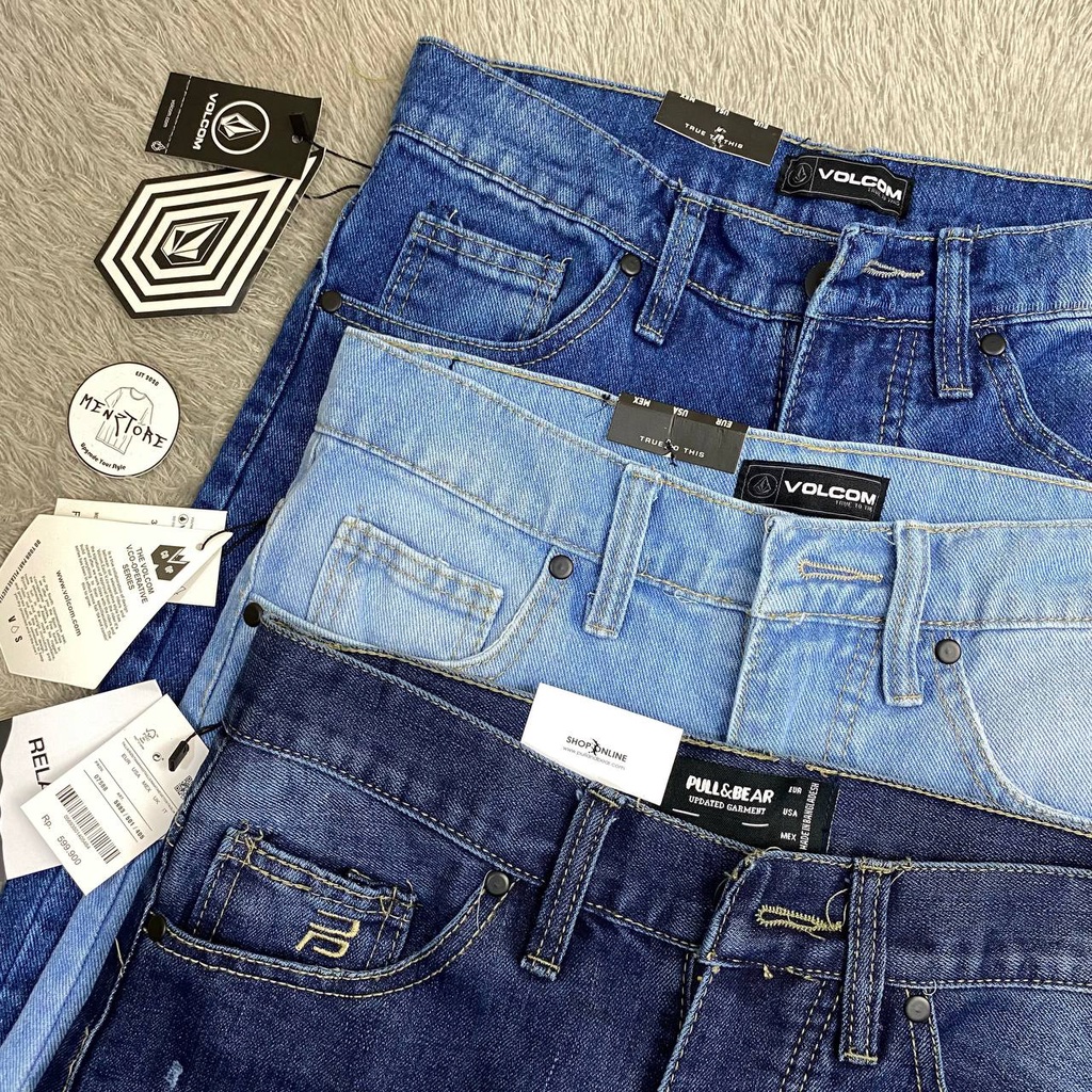 Celana Jeans Pendek Volcom / Celana Jeans Sobek Karet Surfing Premium