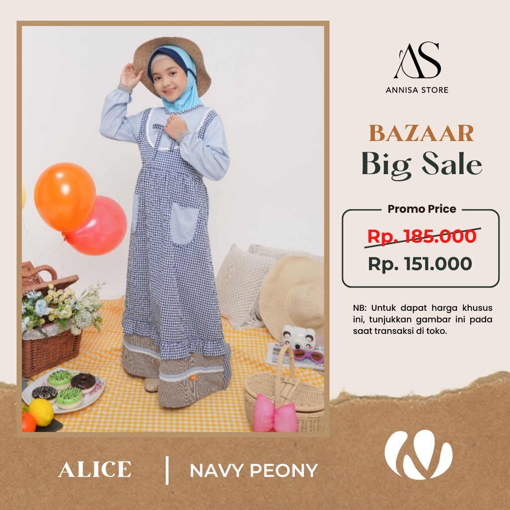 BAJU GAMIS ANAK NIBRAS ALICE NAVY PEONY / GAMIS ANAK NIBRAS PROMO PETASAN (PESTA SALE AKHIR TAHUN)  