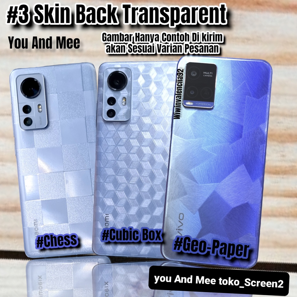 Custom Skin Sticker! Back Body Vivo X80 X80 PRO X70 Pro X60 X60 PRO X50 X50 PRO Garskin Gar Scotlite Skotlet Stiker Gambar Motif Garis Simetris Aksesories Belakang Pelindung Anti Jamur CLEAR Pro 4G 5G Murah plastik Tempel X 80 70 60 50 Bening Carbon Baru