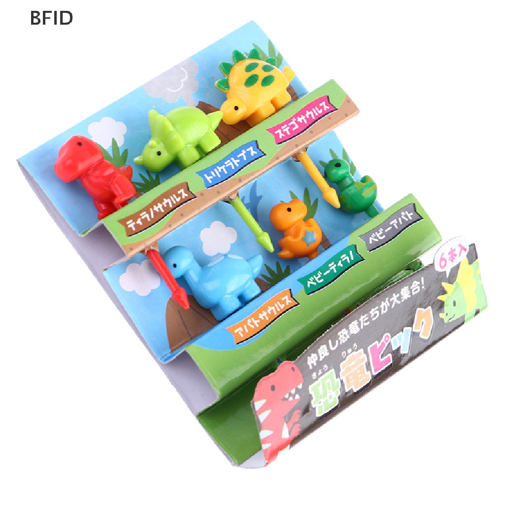 [BFID] 6pcs/set Dinosaurus Mini Hewan Kartun Makanan Picks Anak Snack Garpu Buah [ID]